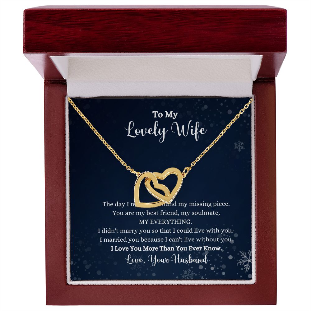 A ShineOn Fulfillment gift box with the "I Love You More Than You Ever Know Interlocking Hearts Necklace - Gift for Wife from Husband" that says to my lovely wife.