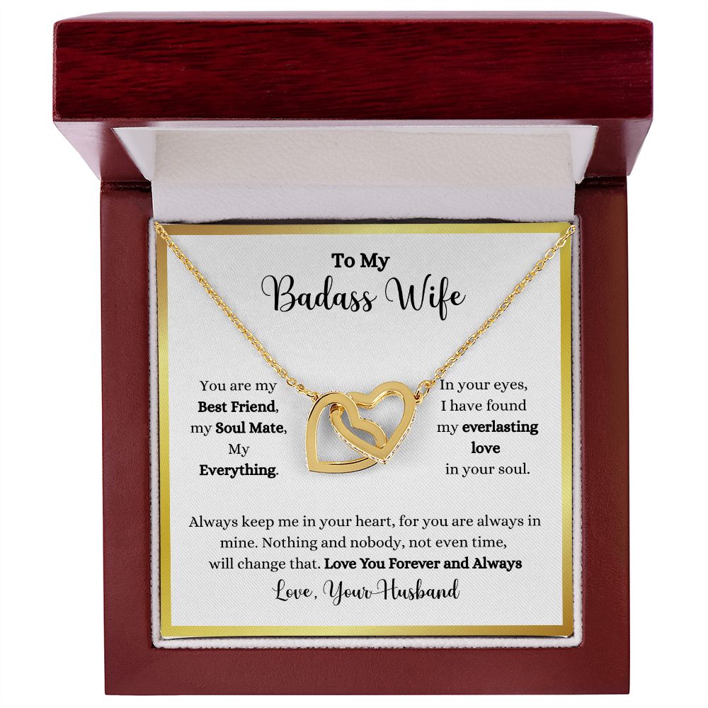 A gift box with the Always Keep Me In Your Heart Interlocking Hearts necklace - Gift for Wife from Husband by ShineOn Fulfillment that says to my beautiful wife.