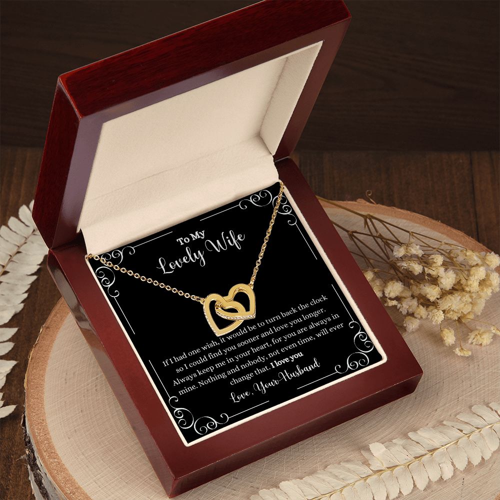 An I Love You Interlocking Hearts Necklace - Gift for Wife from Husband by ShineOn Fulfillment in a wooden box.