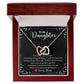A ShineOn Fulfillment gift box with the You Are My Greatest Gift Interlocking Hearts Necklace - Gift for Daughter from Mom.