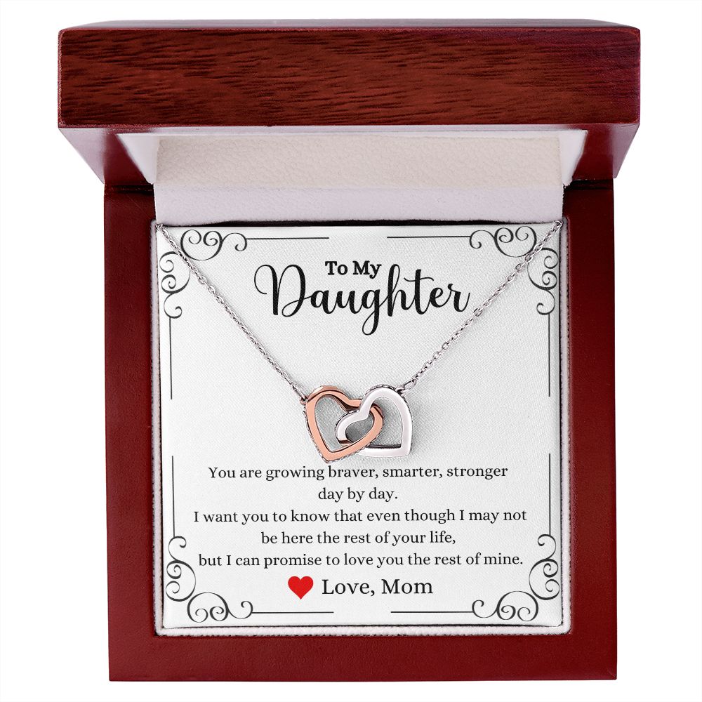 A ShineOn Fulfillment gift box with the Love You The Rest of Mine Interlocking Hearts Necklace - Gift for Daughter from Mom.