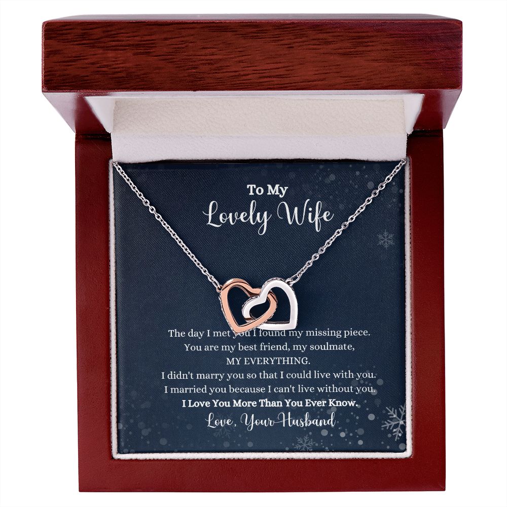 A ShineOn Fulfillment gift box with an I Love You More Than You Ever Know Interlocking Hearts Necklace - Gift for Wife from Husband and a poem.