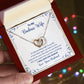 A ShineOn Fulfillment gift box with the I Will Always Be With You Interlocking Hearts necklace and a note inside.