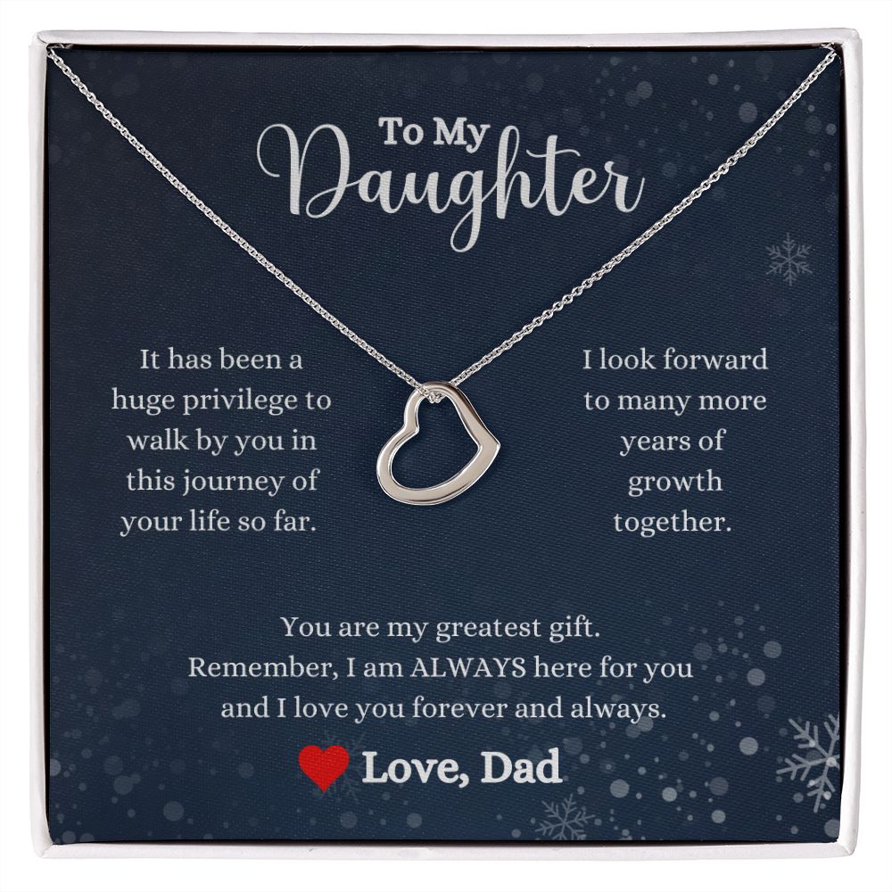 A I Love You Forever And Always Delicate Heart Necklace - Gift for Daughter from Dad necklace by ShineOn Fulfillment, with a message to my daughter.