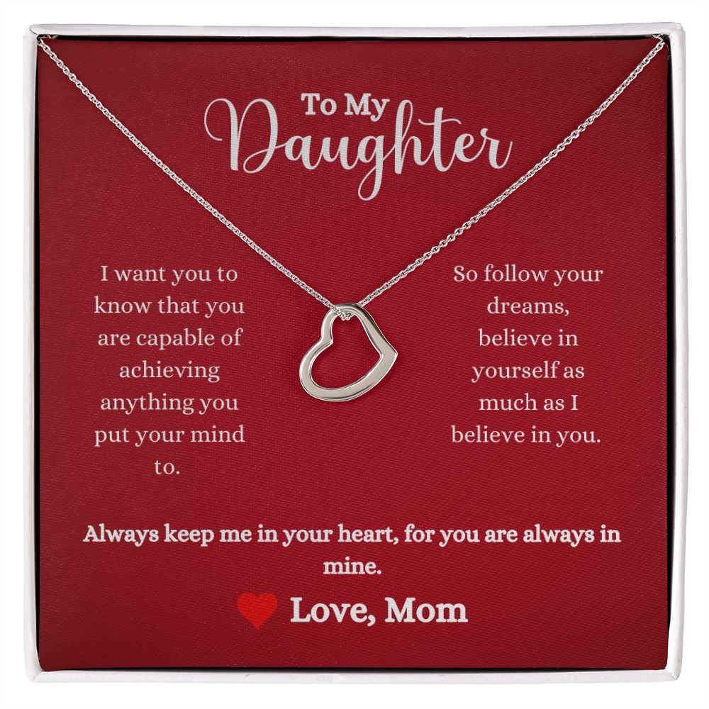 A Always Keep Me In Your Heart Delicate Heart Necklace- Gift for Daughter from Mom necklace with a message to my daughter, from ShineOn Fulfillment.