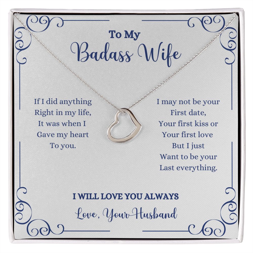 To my I Will Always Be With You Delicate Heart Necklace- Gift for Wife from Husband necklace.