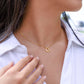 A woman wearing the I Will Always By Your Side Delicate Heart Necklace- Gift for Daughter from Mom by ShineOn Fulfillment.