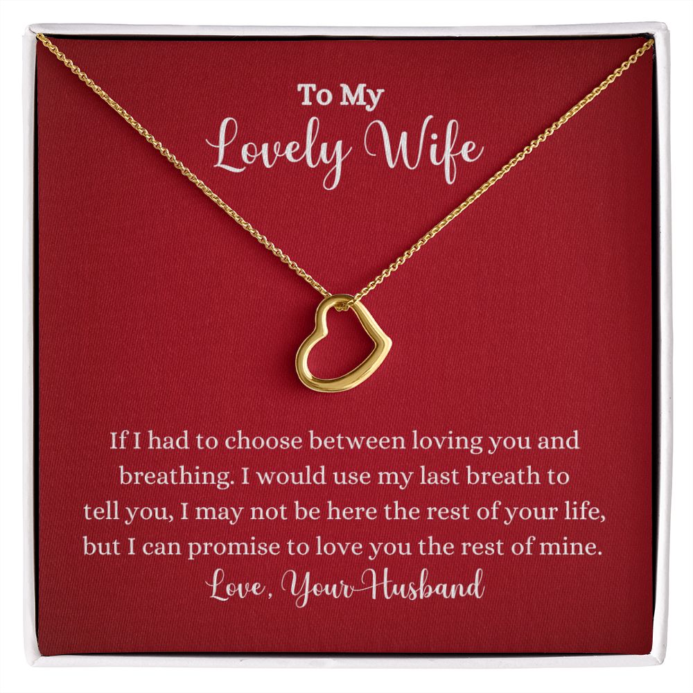 A Love You The Rest of Mine Delicate Heart Necklace - Gift for Wife from Husband necklace from ShineOn Fulfillment with the words to my lovely wife.