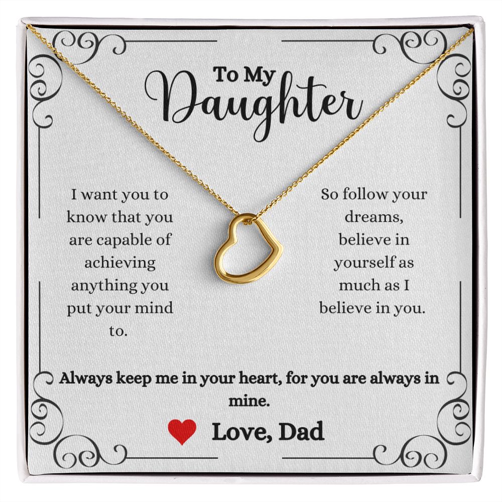A Always Keep Me In Your Heart Delicate Heart Necklace- Gift for Daughter from Dad necklace with a message to my daughter from ShineOn Fulfillment brand.