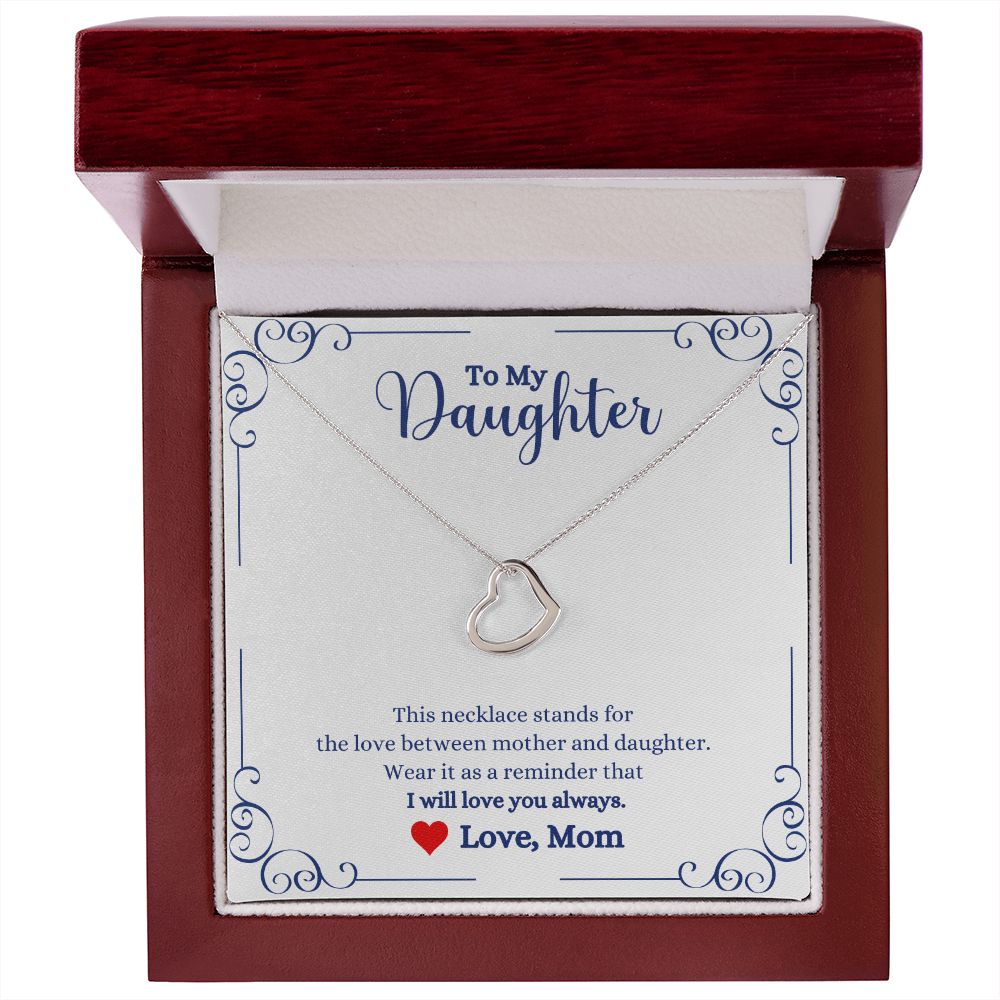 A ShineOn Fulfillment gift box with the I Will Love You Always Delicate Heart Necklace - Gift for Daughter from Mom.