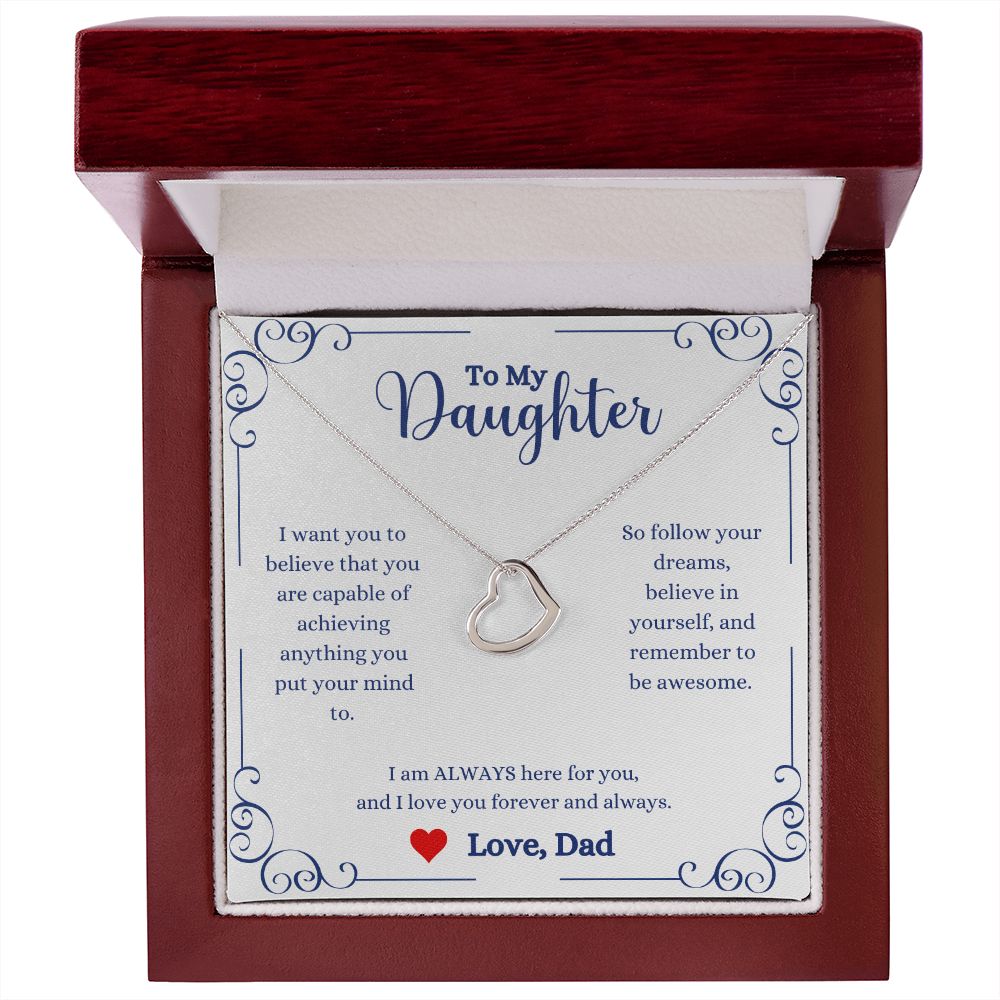 A ShineOn Fulfillment I Love You Forever And Always Delicate Heart Necklace - Gift for Daughter from Dad with a message to my daughter.