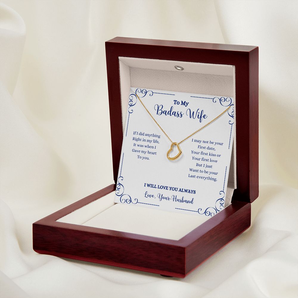 A wooden box with the I Will Always Be With You Delicate Heart Necklace- Gift for Wife from Husband by ShineOn Fulfillment in it.