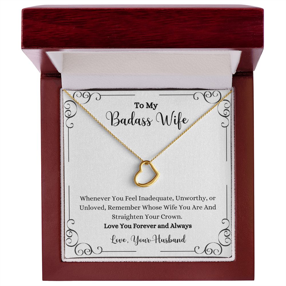 A ShineOn Fulfillment gift box with the Remember Whose Wife You Are Delicate Heart Necklace - Gift for Wife from Husband.