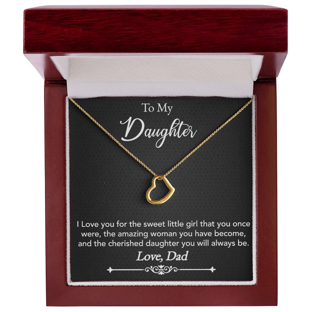 A gift box with the "I love you Delicate Heart Necklace - For Daughter from Dad" from ShineOn Fulfillment.
