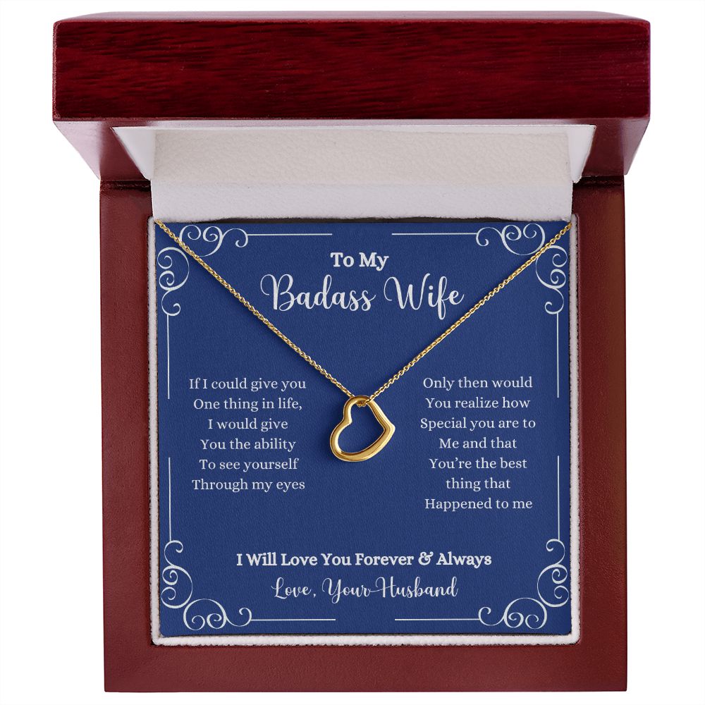 A ShineOn Fulfillment gift box with an "I Will Love You Forever & Always Delicate Heart Necklace - Gift for Wife from Husband" that says to my beautiful wife.