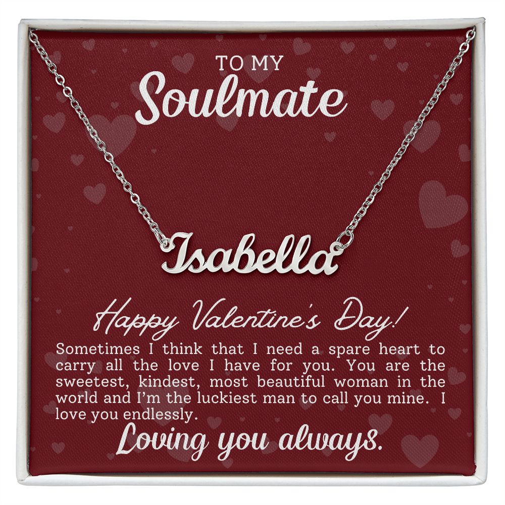 A box with the I am luckiest Personalized Name Necklace - For Soulmate by ShineOn Fulfillment that says to your soulmate.