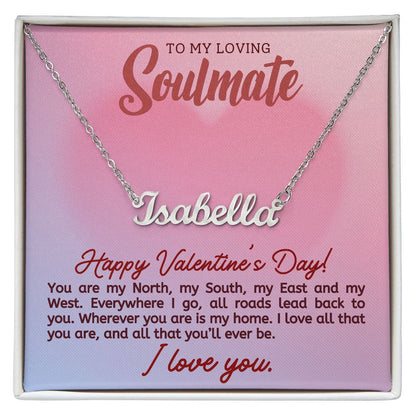 A valentine's day gift box with a You are my North Personalized Name Necklace - For Soulmate from ShineOn Fulfillment that says I love you.
