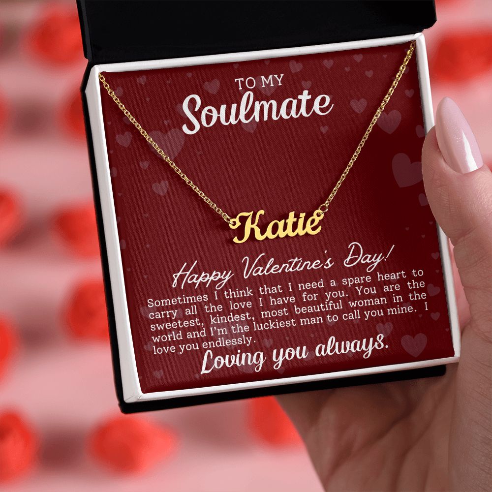 A I am luckiest Personalized Name Necklace - For Soulmate necklace from ShineOn Fulfillment with the words to your soulmate.