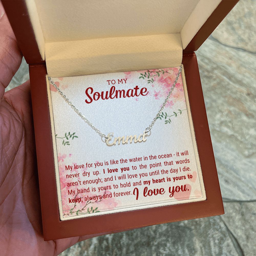 A box with a My love for you Personalized Name Necklace - For Soulmate by ShineOn Fulfillment that says i love you.