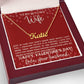A Just In Case Personalized Name Necklace - For Wife in a red box from ShineOn Fulfillment.