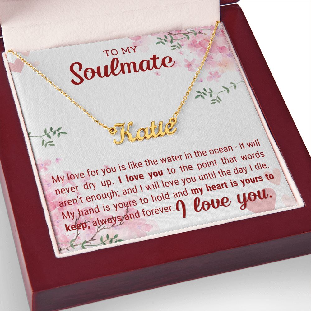 A ShineOn Fulfillment gift box with a My love for you Personalized Name Necklace - For Soulmate