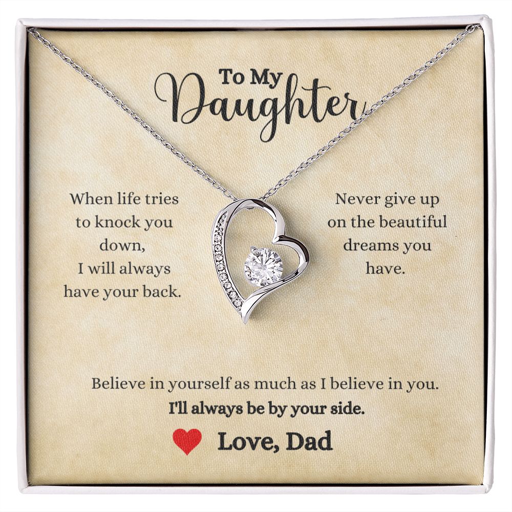 A I'll Always Be By Your Side Forever Love Necklace - Gift for Daughter from Dad with a message to my daughter made by ShineOn Fulfillment.