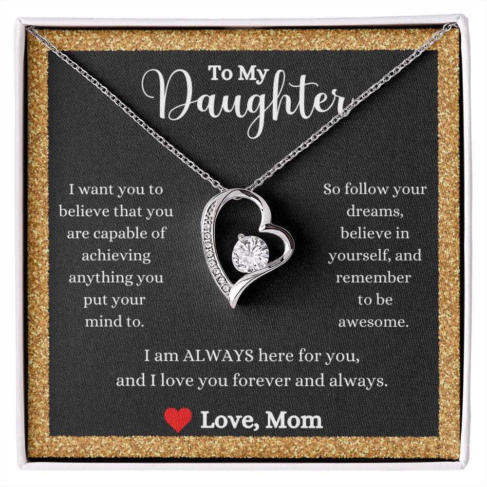 A ShineOn Fulfillment I Love You Forever And Always Forever Love Necklace - For Daughter From Mom with a message to my daughter.