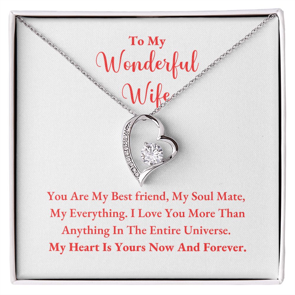 A You Are My Best Friend Forever Love Necklace for Wife with the words to my wonderful wife from ShineOn Fulfillment.