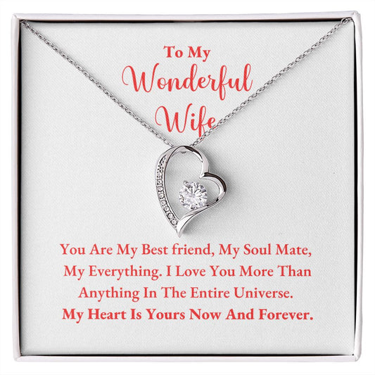 A You Are My Best Friend Forever Love Necklace for Wife with the words to my wonderful wife from ShineOn Fulfillment.
