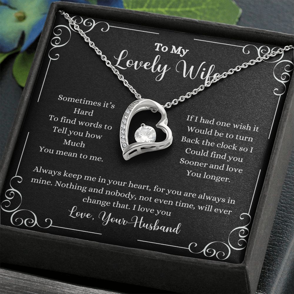 A I Love You Forever Love Necklace - Gift for Wife from Husband heart shaped necklace with a message to my lovely wife by ShineOn Fulfillment.