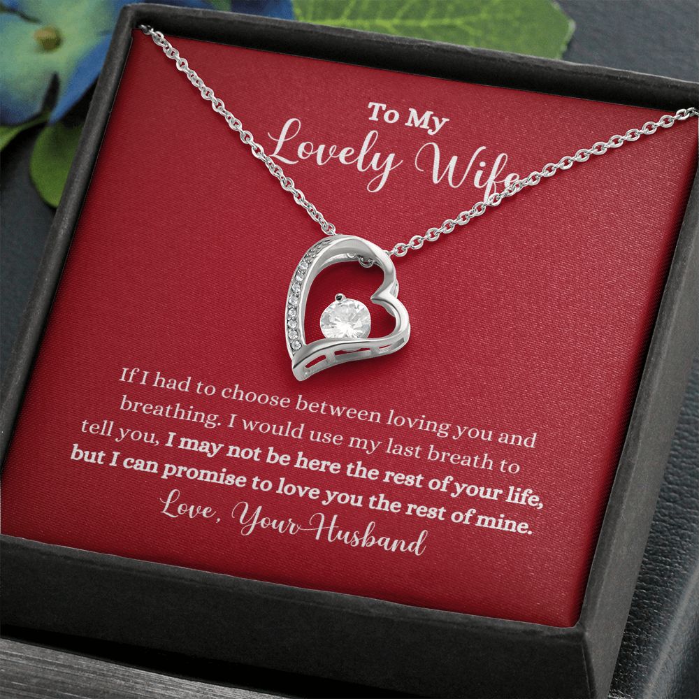 A Love You The Rest of Mine Forever Love Necklace - Gift for Wife from Husband with a message to my lovely wife, made by ShineOn Fulfillment.