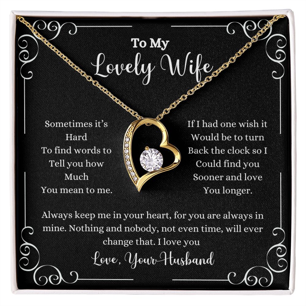 To my lovely wife, I present the I Love You Forever Love Necklace - Gift for Wife from Husband by ShineOn Fulfillment.