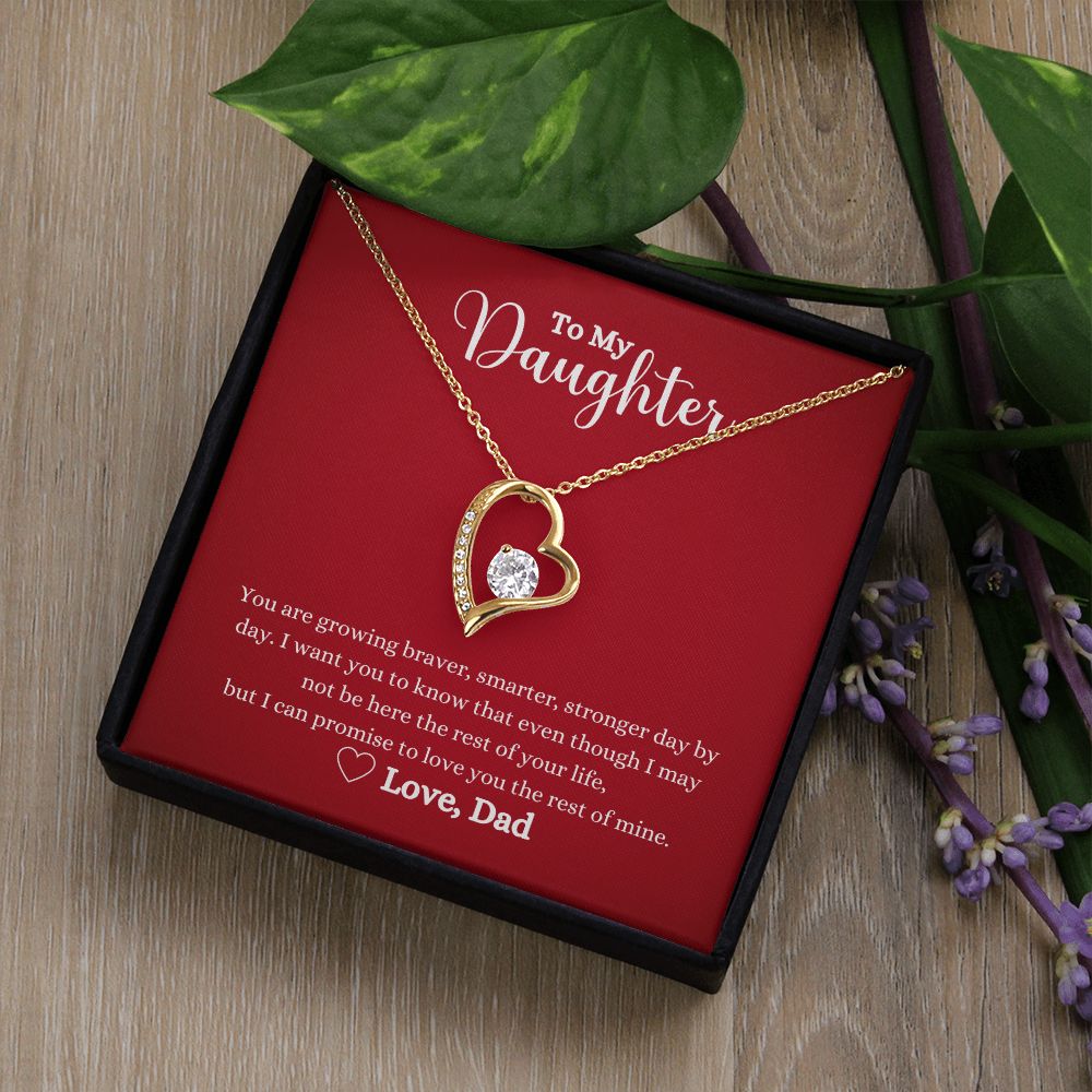 A ShineOn Fulfillment gift box with a Love You The Rest of Mine Forever Love Necklace - Gift for Daughter from Dad and flowers.