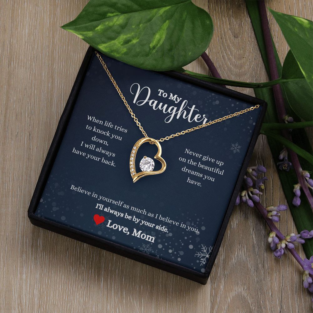 A gift box with the I'll Always Be By Your Side Forever Love Necklace - Gift for Daughter from Mom, made by ShineOn Fulfillment, that says, "i love you daughter.