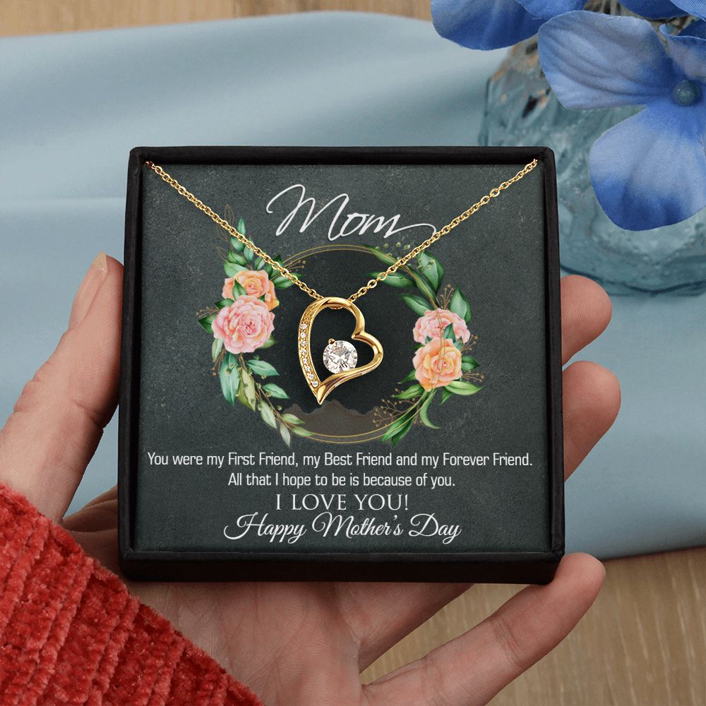 A ShineOn Fulfillment mother's day gift with the To Mom - You Were My First Friend - Forever Love Necklace, a heart necklace.