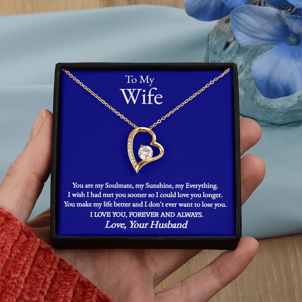 I'm your wife necklace.
You Are My Soulmate Forever Love Necklace - To Wife from Husband by ShineOn Fulfillment.