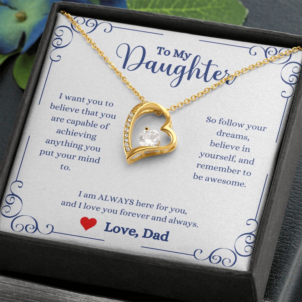 A ShineOn Fulfillment "I Love You Forever And Always Forever Love Necklace - Gift for Daughter from Dad" with a message to my daughters.