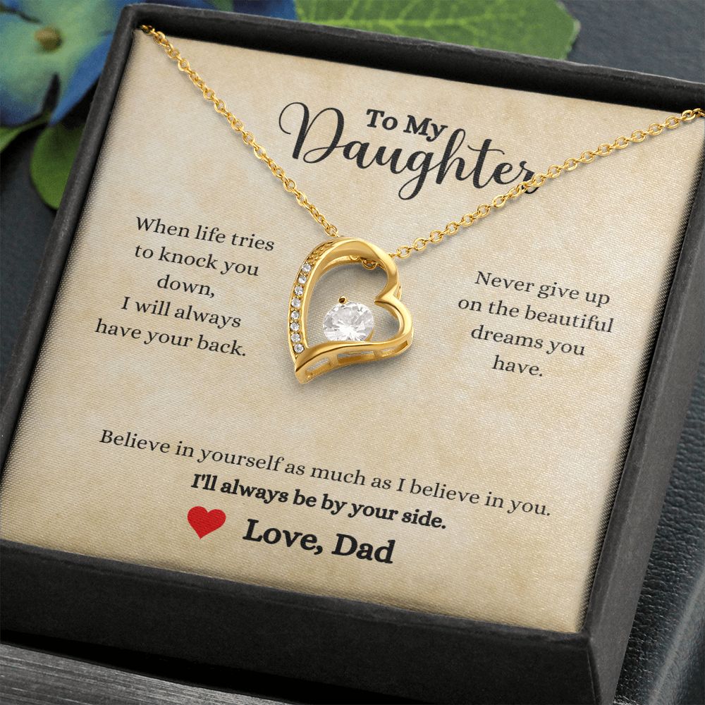 A ShineOn Fulfillment I'll Always Be By Your Side Forever Love Necklace - Gift for Daughter from Dad with a message to my daughter.