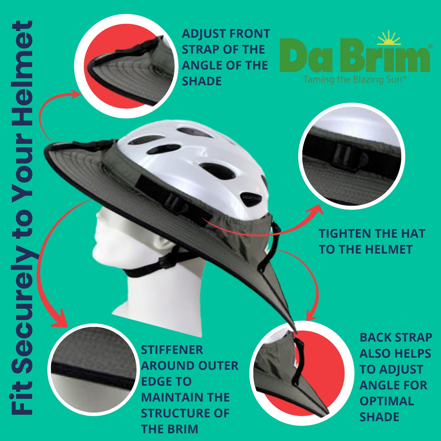 Instruction on how to fit Da Brim Cycling Classic securely to your cycling helmet.