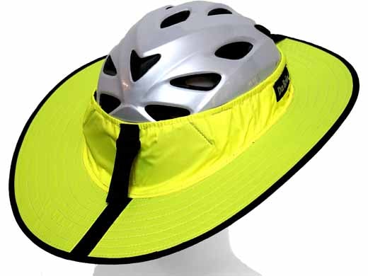 Da Brim Fluorescent Yellow Cycling Classic angled right on a model head.