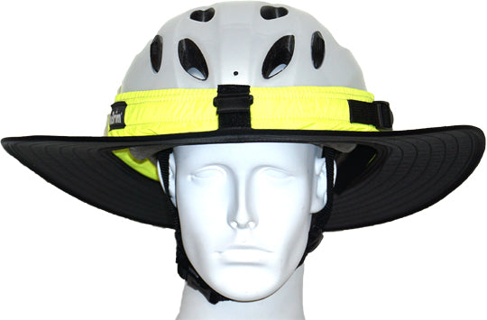 Da Brim Fluorescent Yellow Cycling Classic front on a model head.