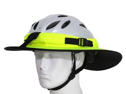 Da Brim Fluorescent Yellow Sporty Cycling angled left on a model head.