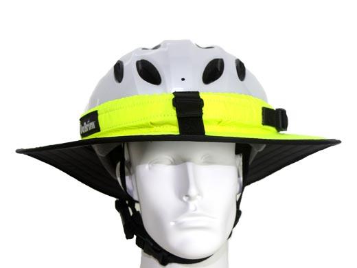 Da Brim Fluorescent Yellow Sporty Cycling front on a model head.