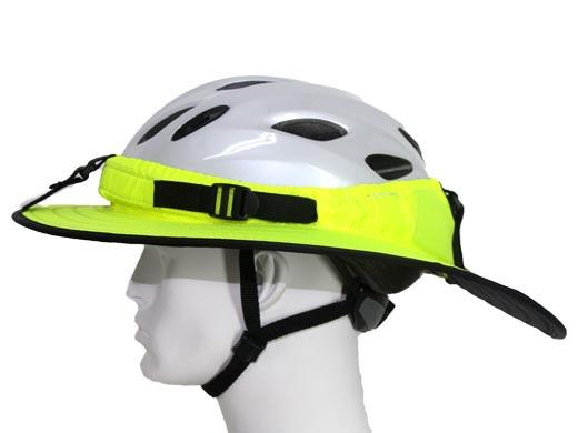 Da Brim Fluorescent Yellow Sporty Cycling left side on a model head.
