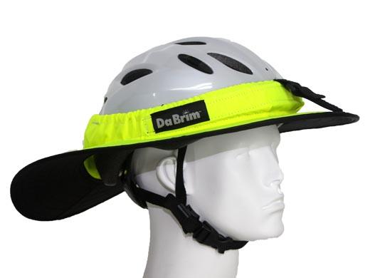 Da Brim Fluorescent Yellow Sporty Cycling right side on a model head.