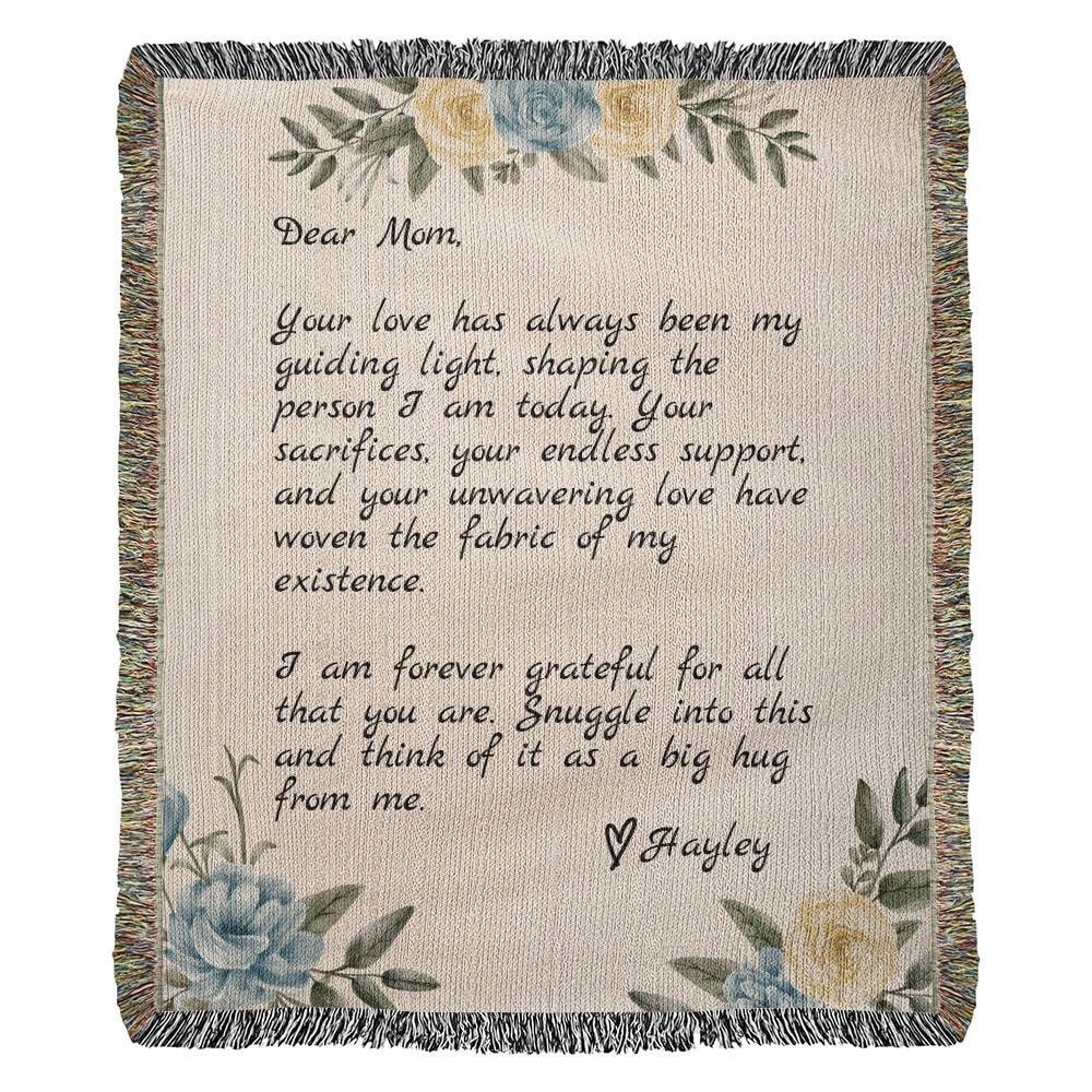 A Personalized Note to Mom Heirloom Woven Blanket by Golden Value SG.