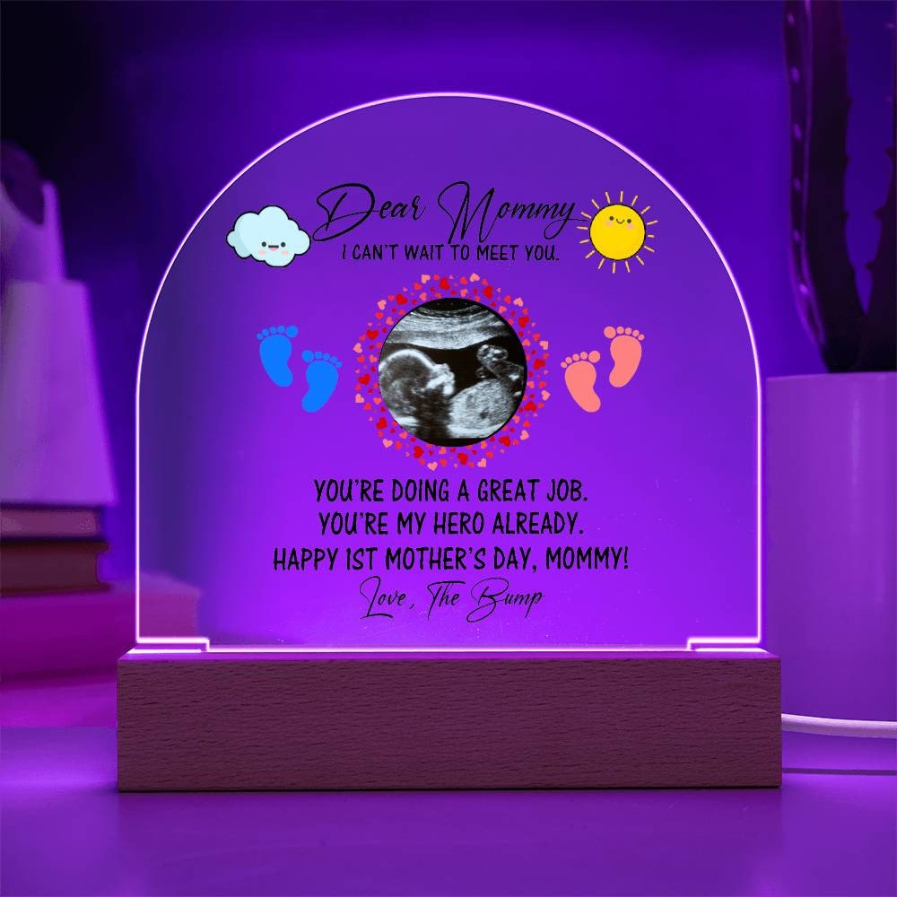 A Personalized Acrylic Plaque For Expecting New Mom - Dear Mommy, I can't wait to meet you, perfect for a first-time mom from Golden Value SG.