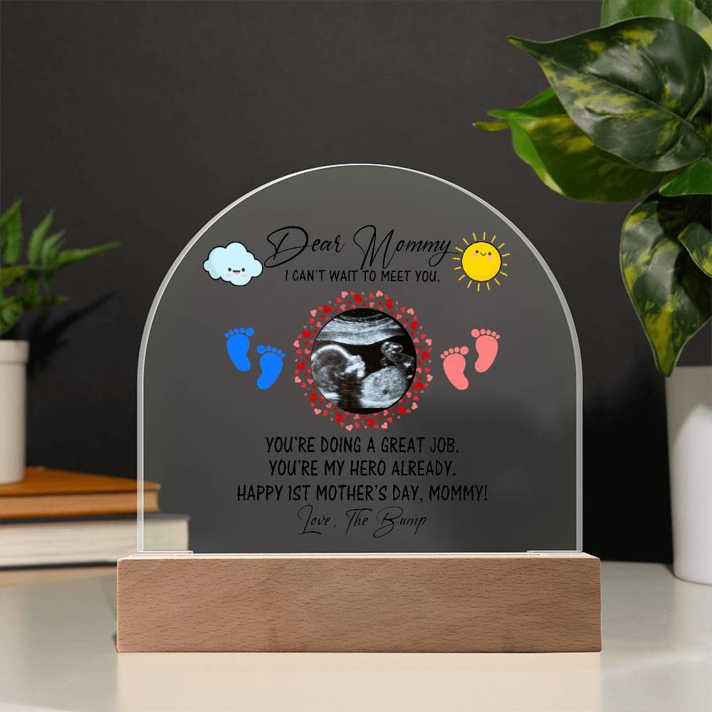A Personalized Acrylic Plaque For Expecting New Mom - Dear Mommy, I can't wait to meet you from Golden Value SG, perfect for a first-time mom on Mother's Day.