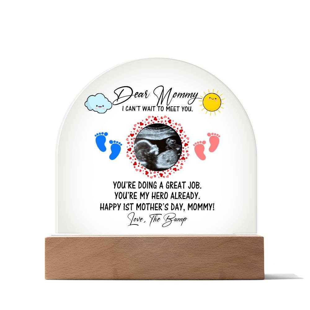 A Personalized Acrylic Plaque for Expecting New Mom from Golden Value SG, perfect for a first-time mom on Mother's Day.