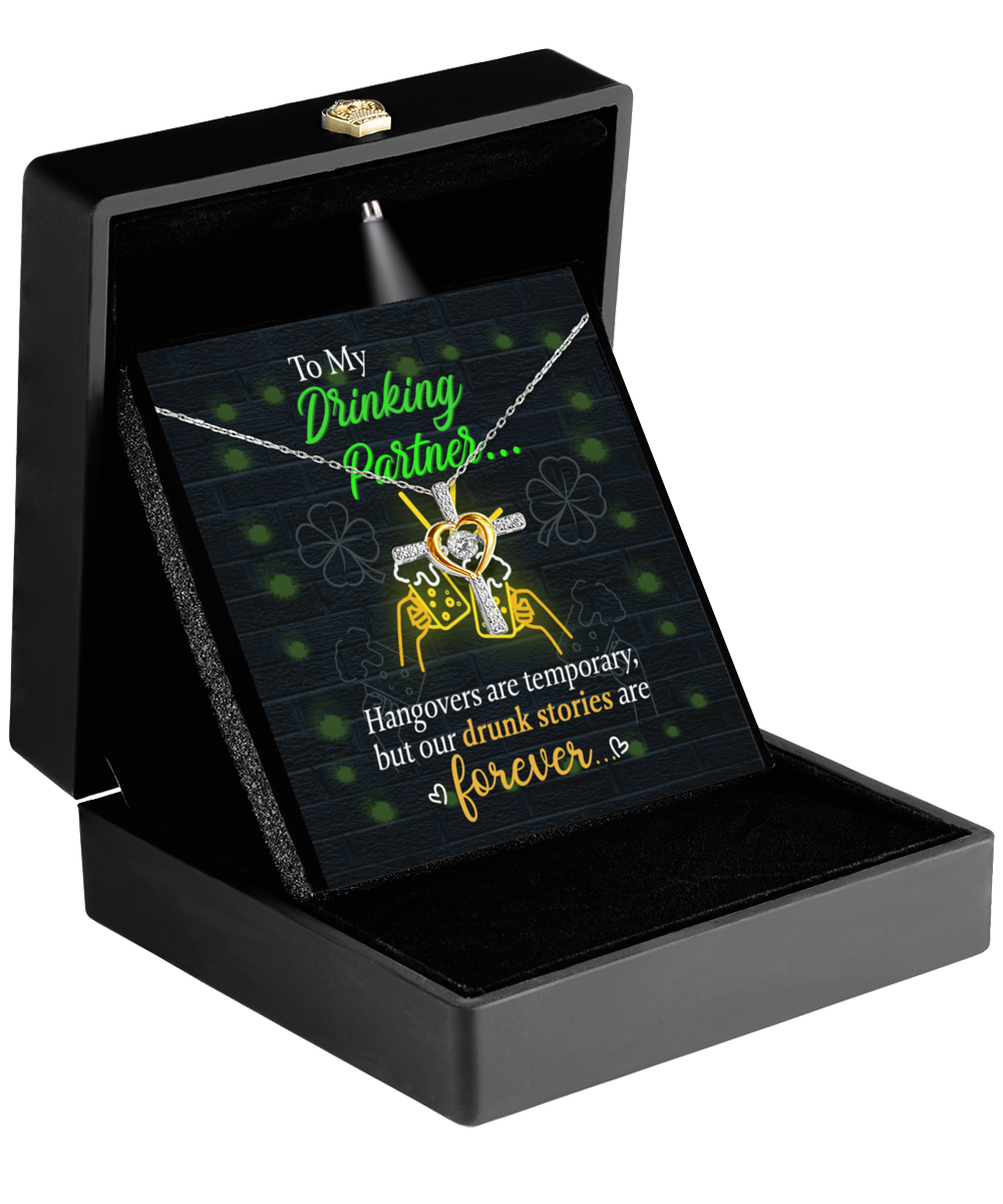 A black box with a Gearbubble Cross Dancing Necklace symbolizing faithfulness in it.